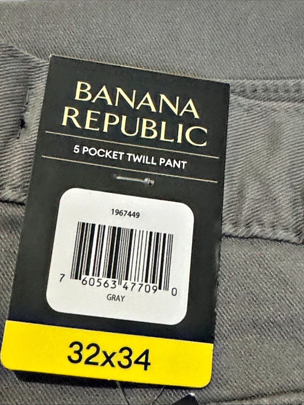 Banana Republic 5 Pocket Pant Slim Gray 
Waist 32 Inseam 34 NWT